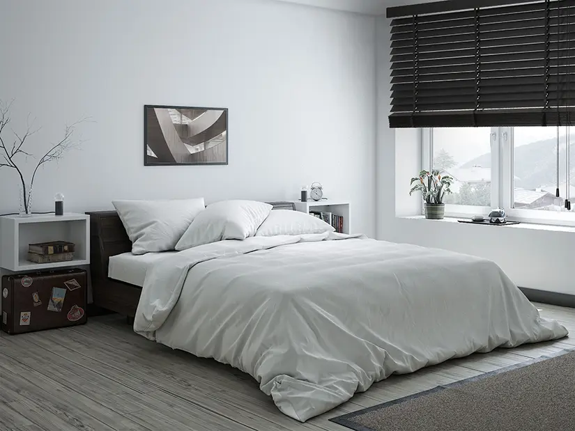 Wooden blinds for bedroom